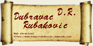 Dubravac Rubaković vizit kartica